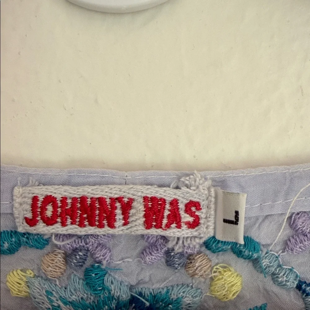 Johnny Was| Blue/ Lavender Embroidered Blouse - Picture 3 of 7